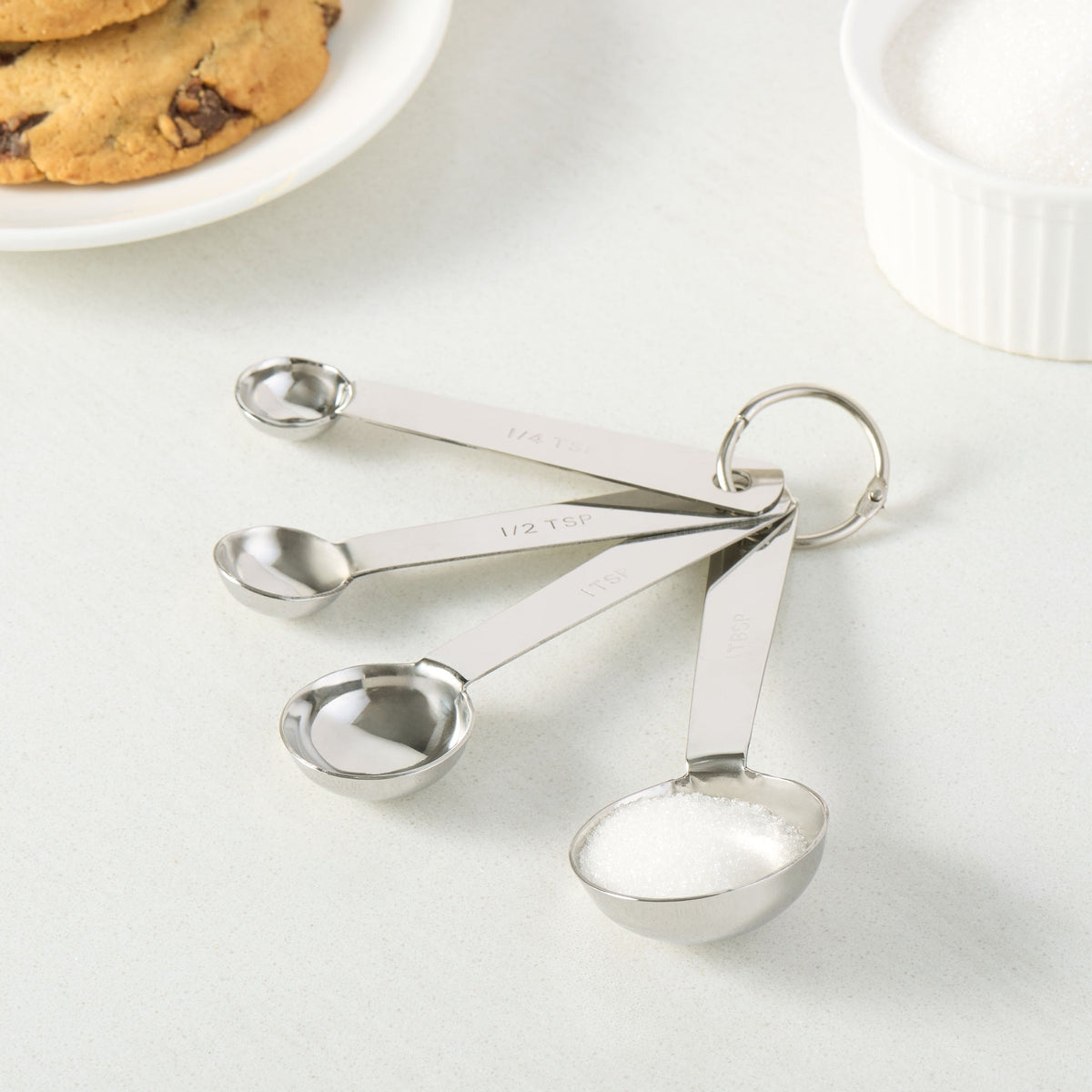 Mainstays Kitchen Stainless Steel 4-Piece Nesting Measuring Spoons Set, Stainless Steel Finish - Image 2